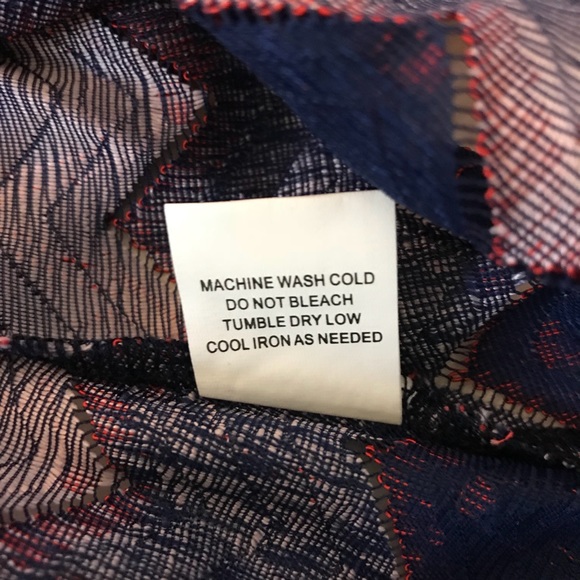 Red White Blue Tie Back Stitched Pom Top - Picture 7 of 8